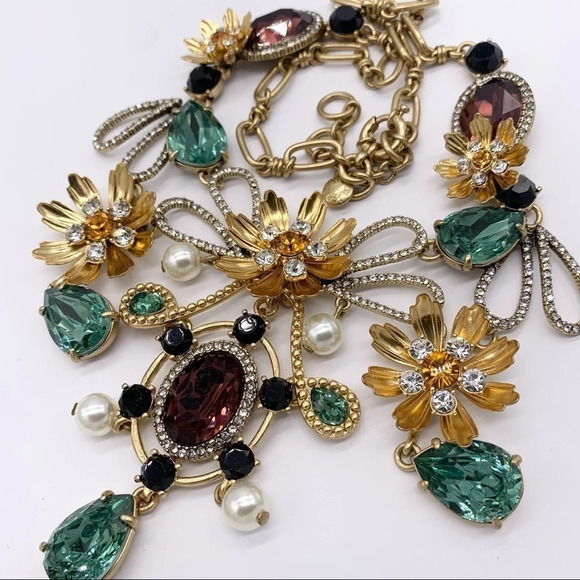 J. Crew Alhambra Baroque Floral Jeweled Necklace - Picture 2 of 5